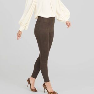 Like New Spanx Chocolate Brown Faux Suede Leggings